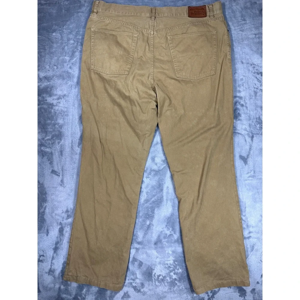 Polo Ralph Lauren Mens Authentic Dungarees Khaki Tan Twill Pants 40x30 Straight